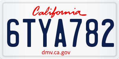 CA license plate 6TYA782