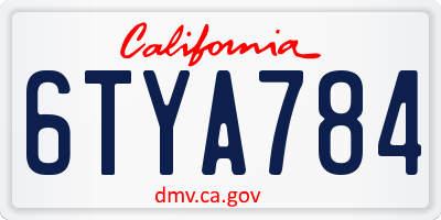 CA license plate 6TYA784