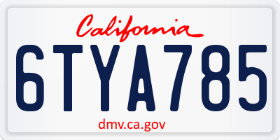 CA license plate 6TYA785
