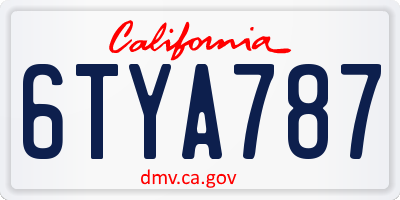 CA license plate 6TYA787