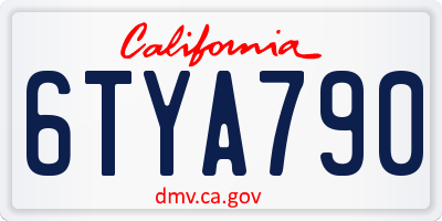 CA license plate 6TYA790