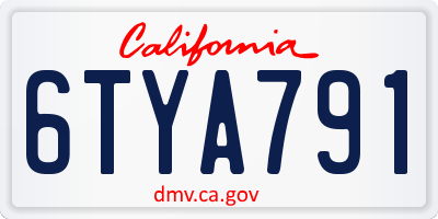 CA license plate 6TYA791
