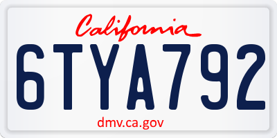 CA license plate 6TYA792