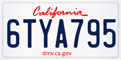 CA license plate 6TYA795