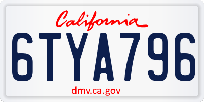 CA license plate 6TYA796
