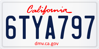 CA license plate 6TYA797