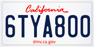 CA license plate 6TYA800