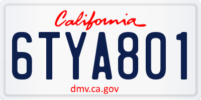 CA license plate 6TYA801