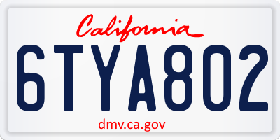 CA license plate 6TYA802