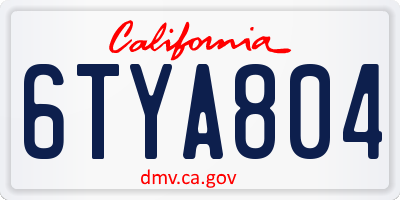 CA license plate 6TYA804