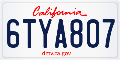 CA license plate 6TYA807