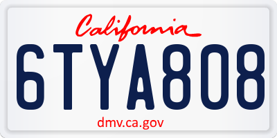 CA license plate 6TYA808