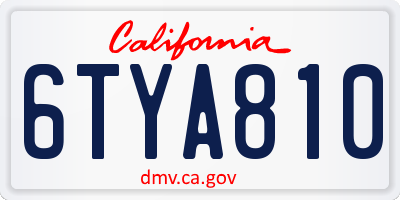 CA license plate 6TYA810