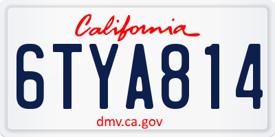 CA license plate 6TYA814