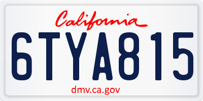 CA license plate 6TYA815