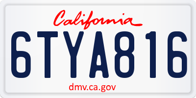 CA license plate 6TYA816