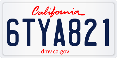 CA license plate 6TYA821