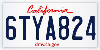 CA license plate 6TYA824