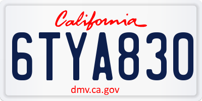 CA license plate 6TYA830