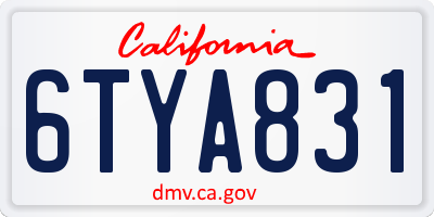 CA license plate 6TYA831