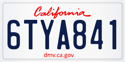 CA license plate 6TYA841