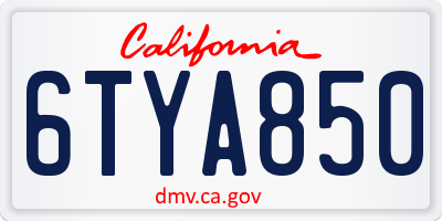 CA license plate 6TYA850