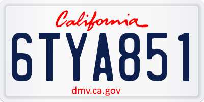 CA license plate 6TYA851