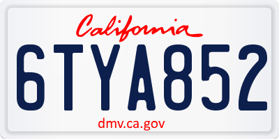 CA license plate 6TYA852