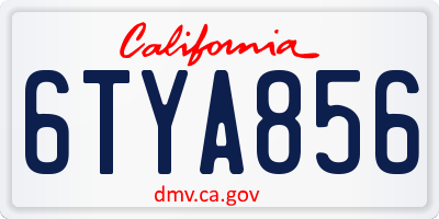 CA license plate 6TYA856
