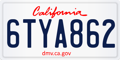 CA license plate 6TYA862