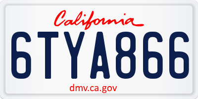 CA license plate 6TYA866