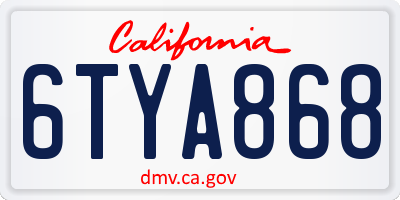 CA license plate 6TYA868