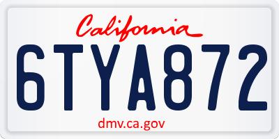 CA license plate 6TYA872