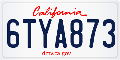 CA license plate 6TYA873