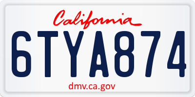 CA license plate 6TYA874