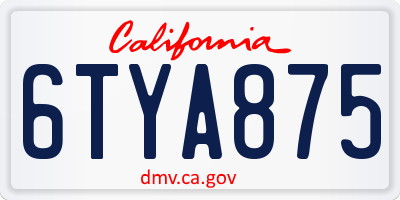 CA license plate 6TYA875