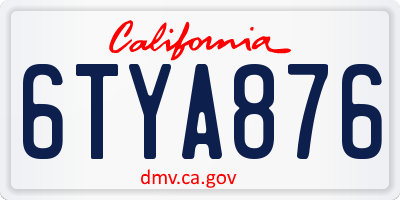 CA license plate 6TYA876