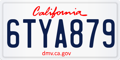 CA license plate 6TYA879