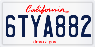 CA license plate 6TYA882