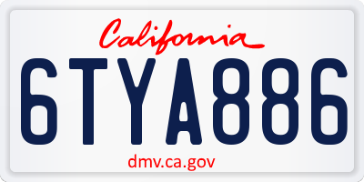 CA license plate 6TYA886