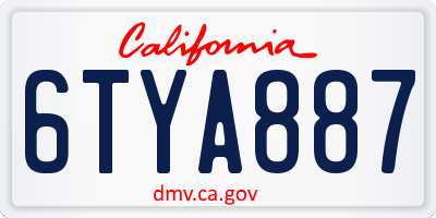 CA license plate 6TYA887