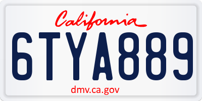 CA license plate 6TYA889