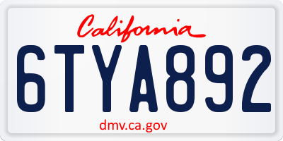 CA license plate 6TYA892