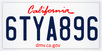 CA license plate 6TYA896