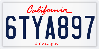 CA license plate 6TYA897