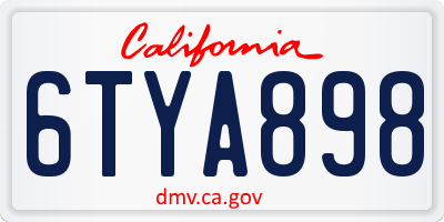CA license plate 6TYA898