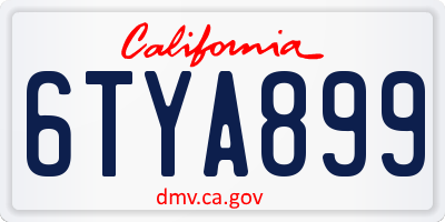 CA license plate 6TYA899