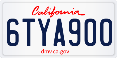 CA license plate 6TYA900