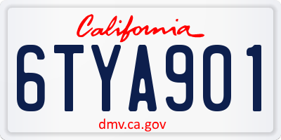 CA license plate 6TYA901