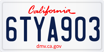 CA license plate 6TYA903